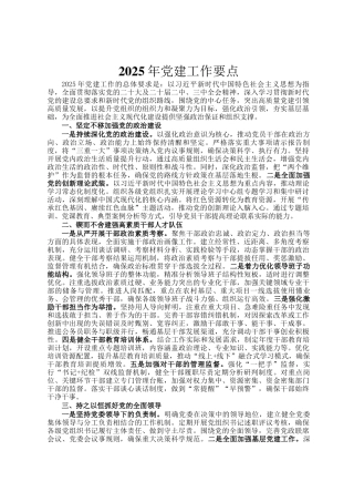 2025年党建工作要点