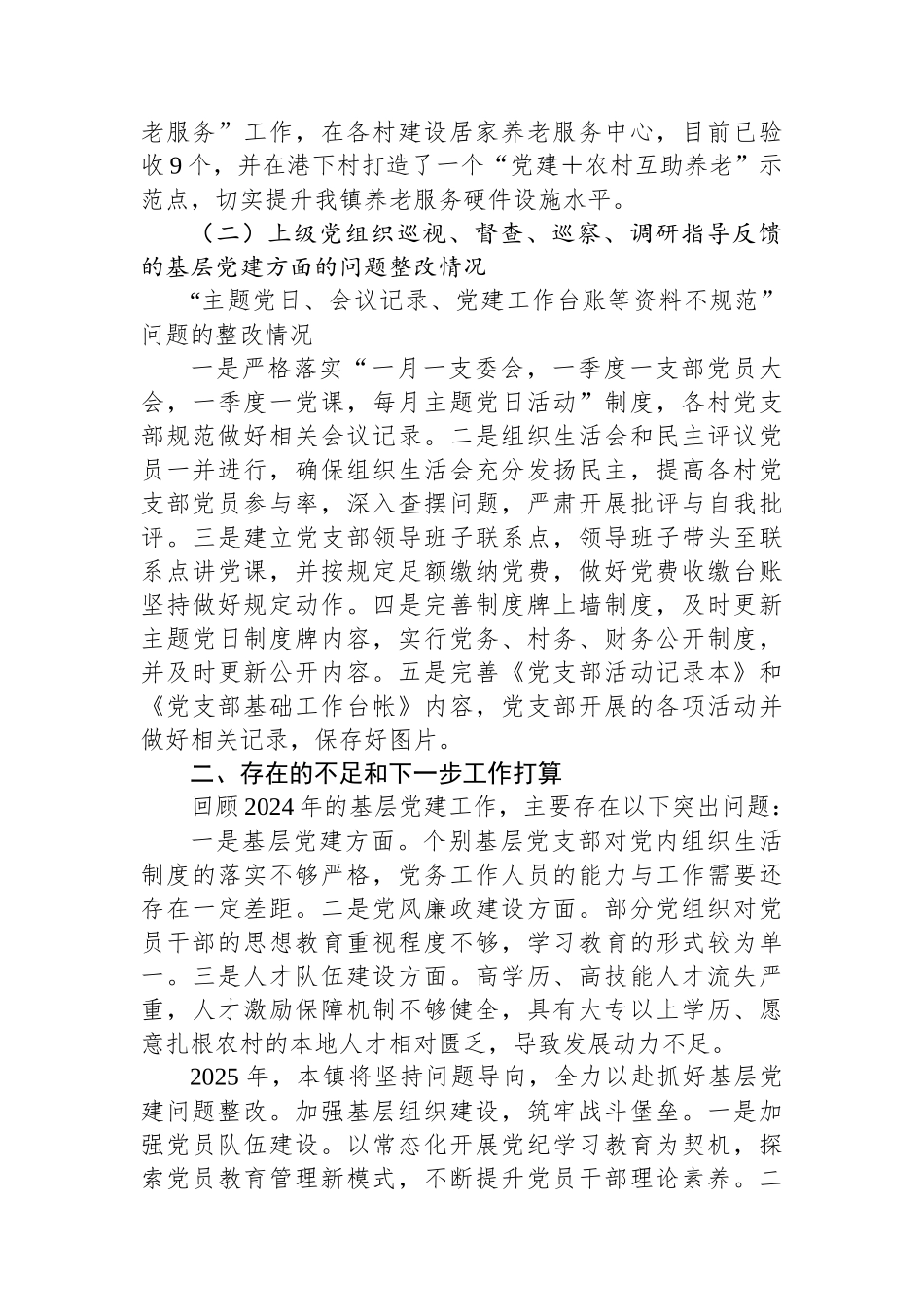 XX乡2024年度基层党建工作整改报告_第2页