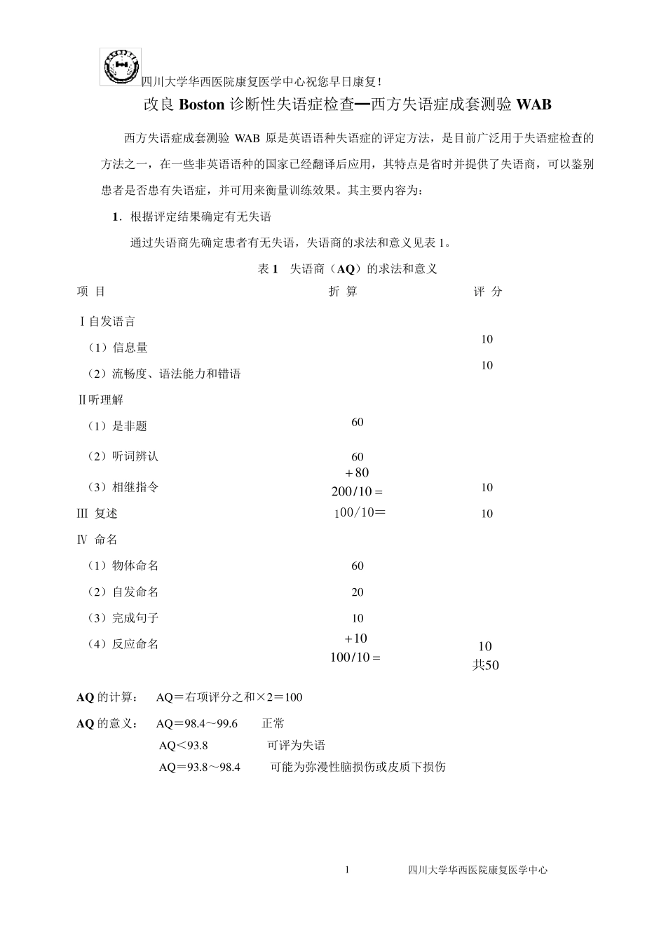 改良Boston诊断性失语症检查_第1页