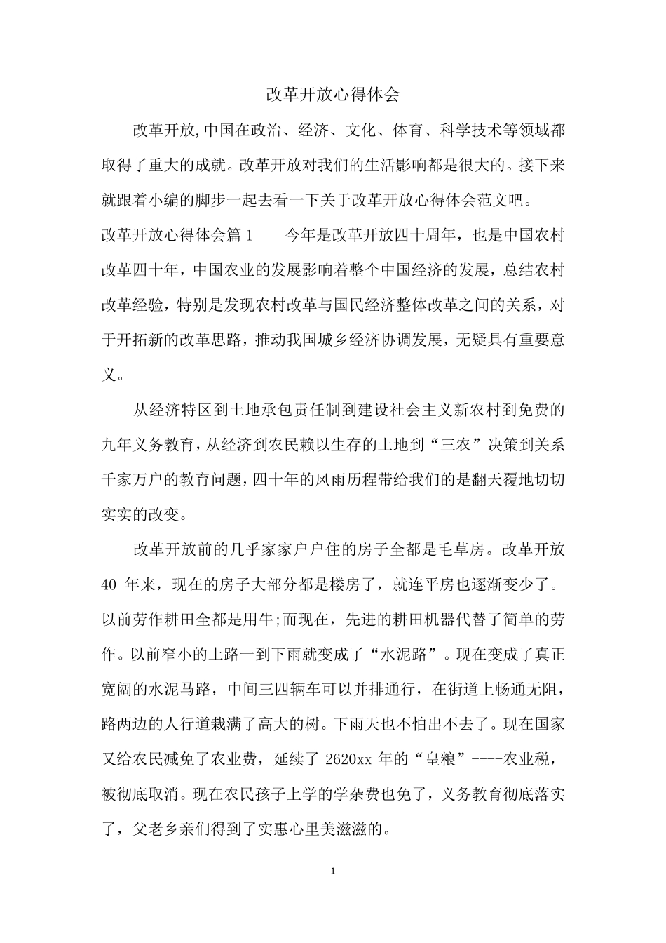 改革开放心得体会_第1页