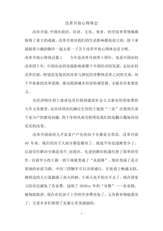 改革开放心得体会