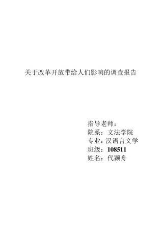 改革开放的调查报告