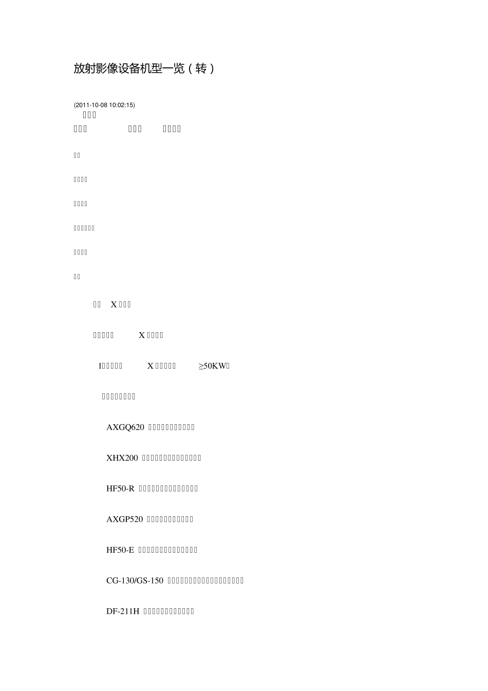 放射影像设备机型一览_第1页