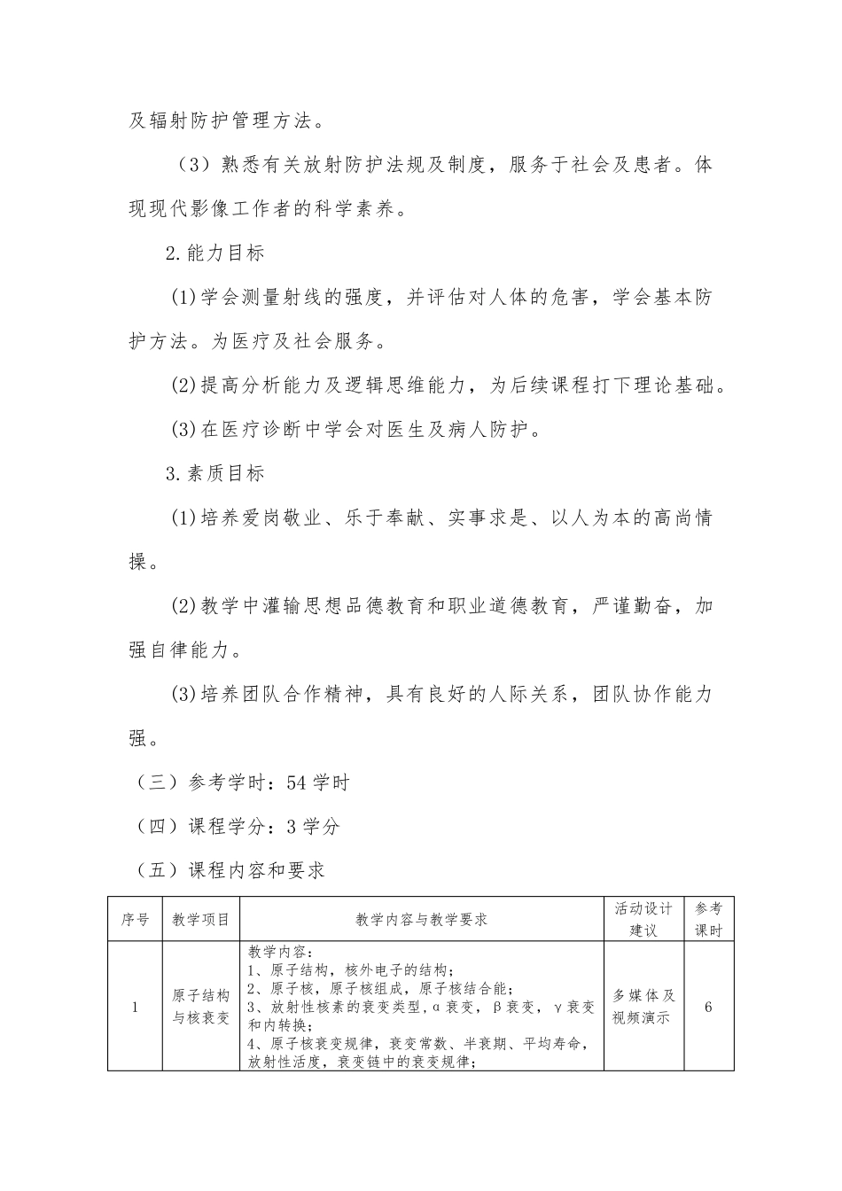 放射物理与防护课程标准_第2页