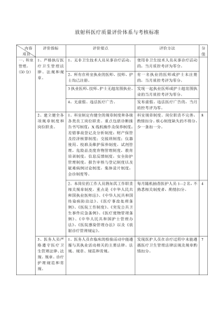 放射科医疗质量评价体系与考核标准