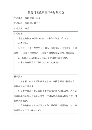 放射科图像质量评价记录