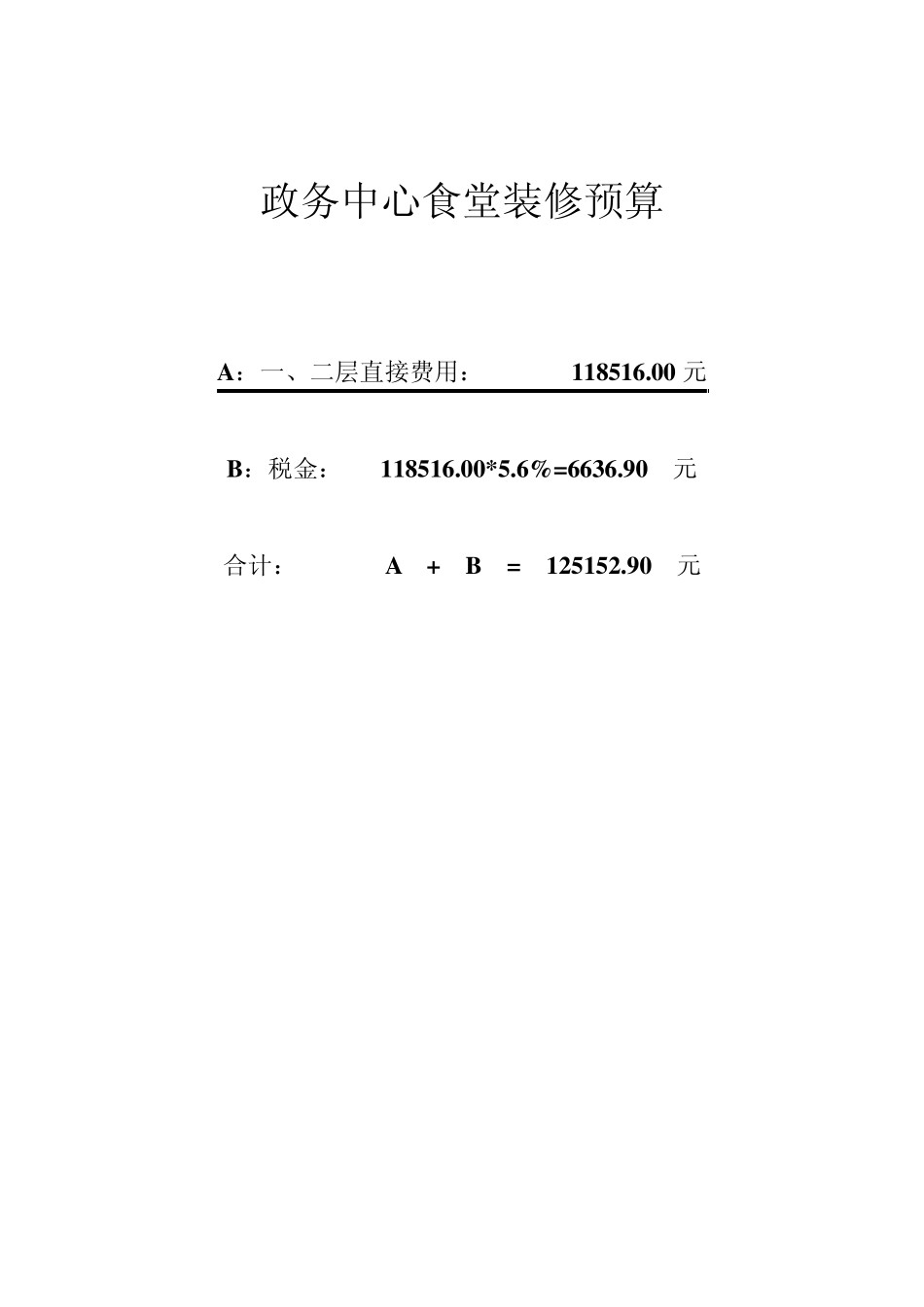 政务中心食堂装修预算_第1页