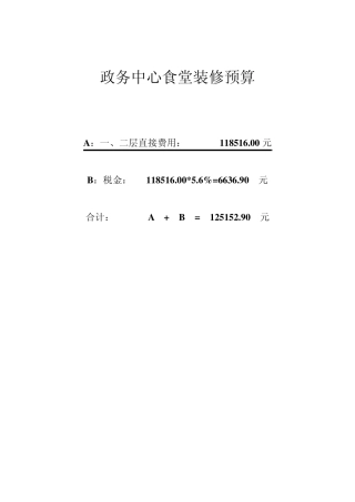 政务中心食堂装修预算