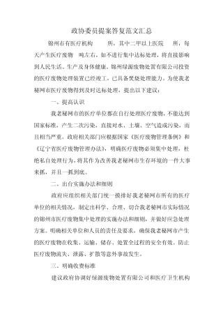 政协委员提案答复范文汇总