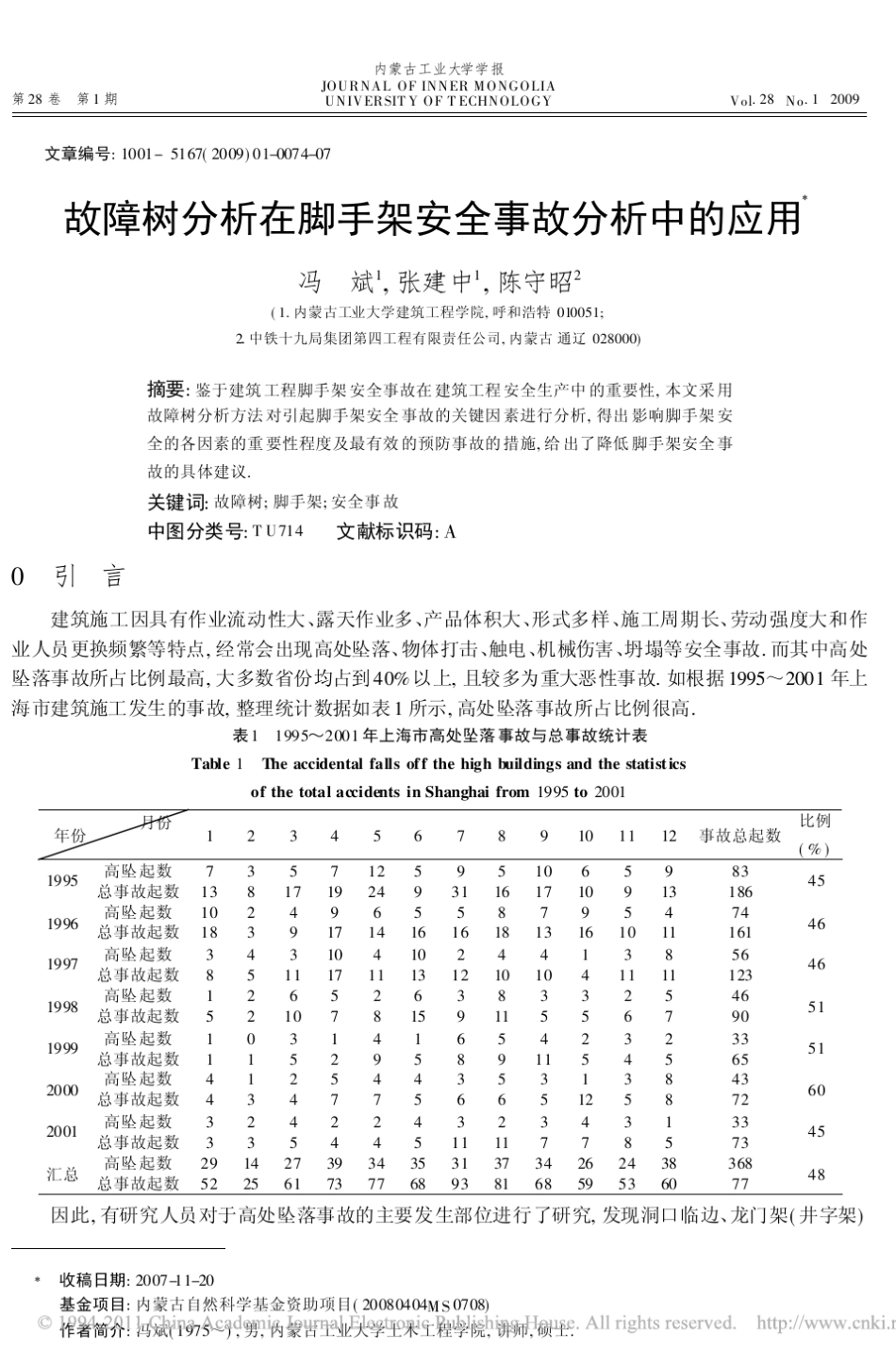 故障树分析在脚手架安全事故分析中的应用_第1页