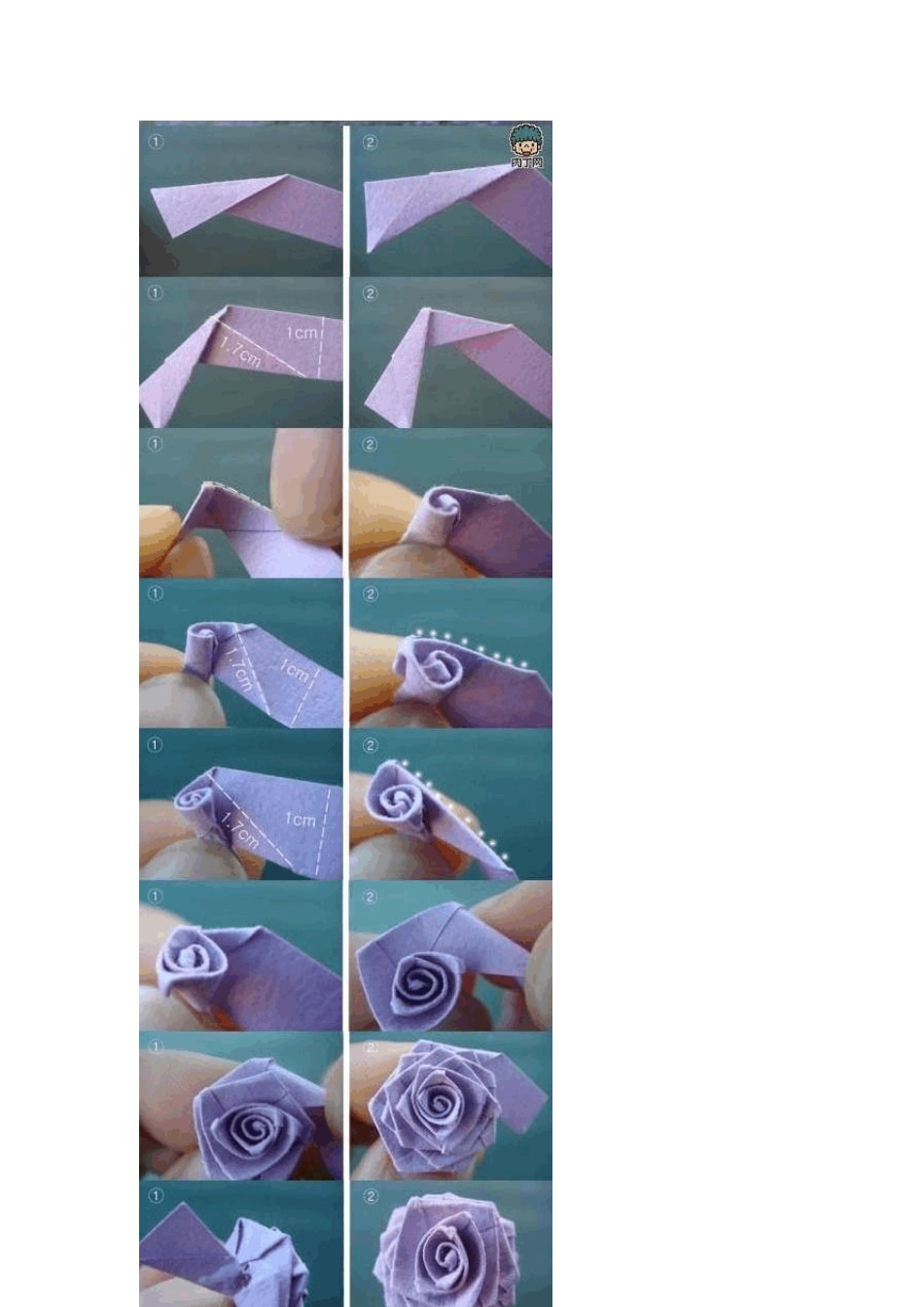 教你叠各种折纸：玫瑰、莲花灯、雪花、樱花、青苹果_第1页