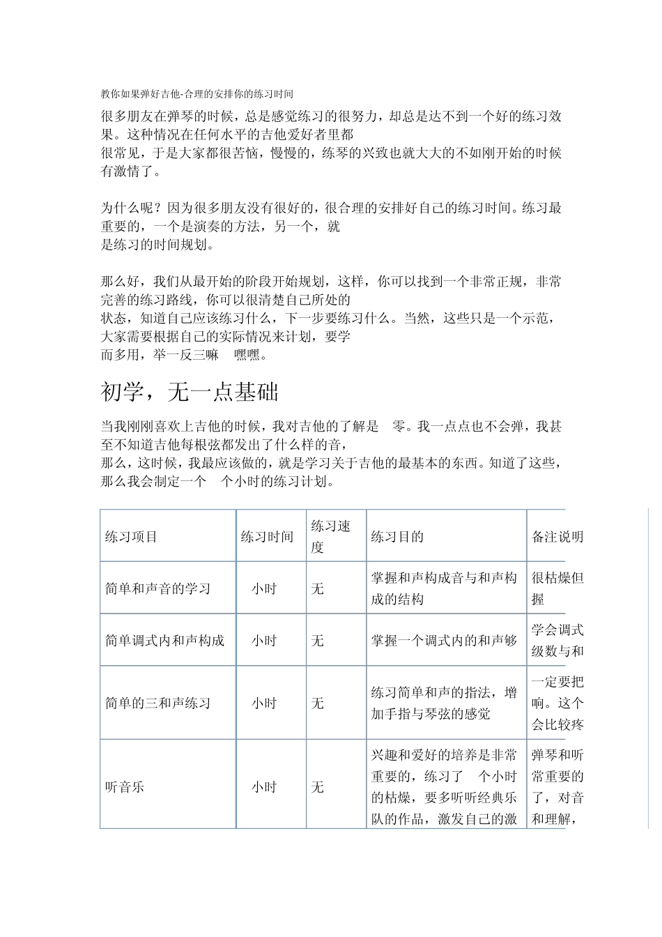 教你如何合理安排练习时间弹好吉他_第1页