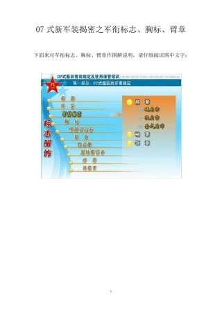 教你搞懂07式新军装的军衔标志