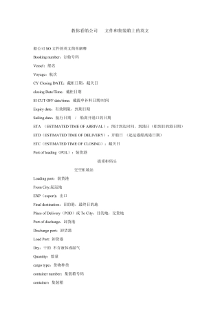 教你看船公司SO文件和集装箱上的英文