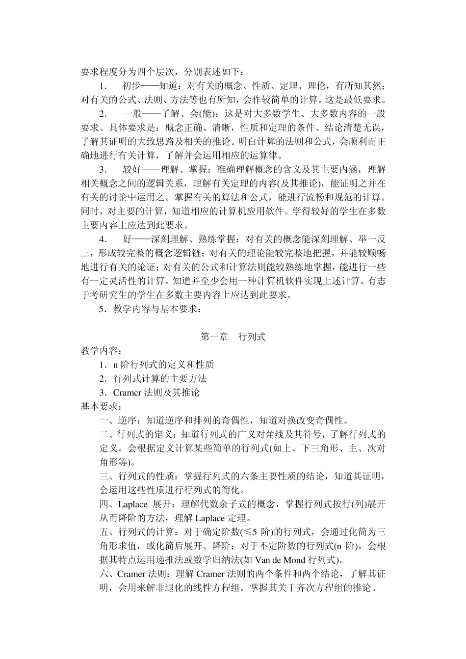 教学大纲——线性代数_第2页