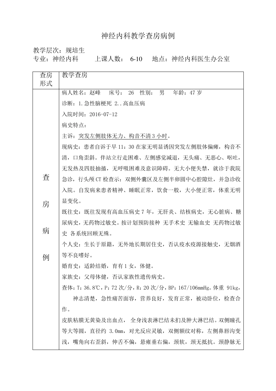 教学查房(急性脑梗死)讲解_第1页