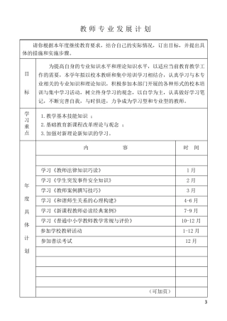 教师专业发展报告册