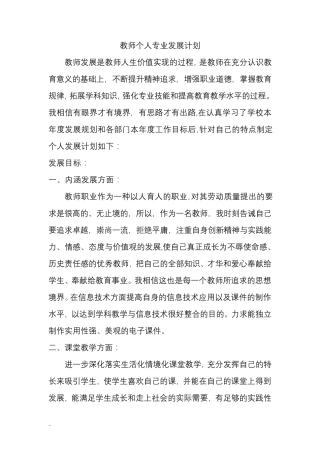 教师个人专业发展计划