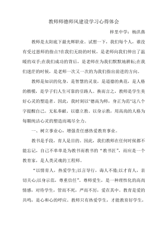 教师师德师风建设学习心得体会