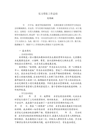 教师带队工作总结