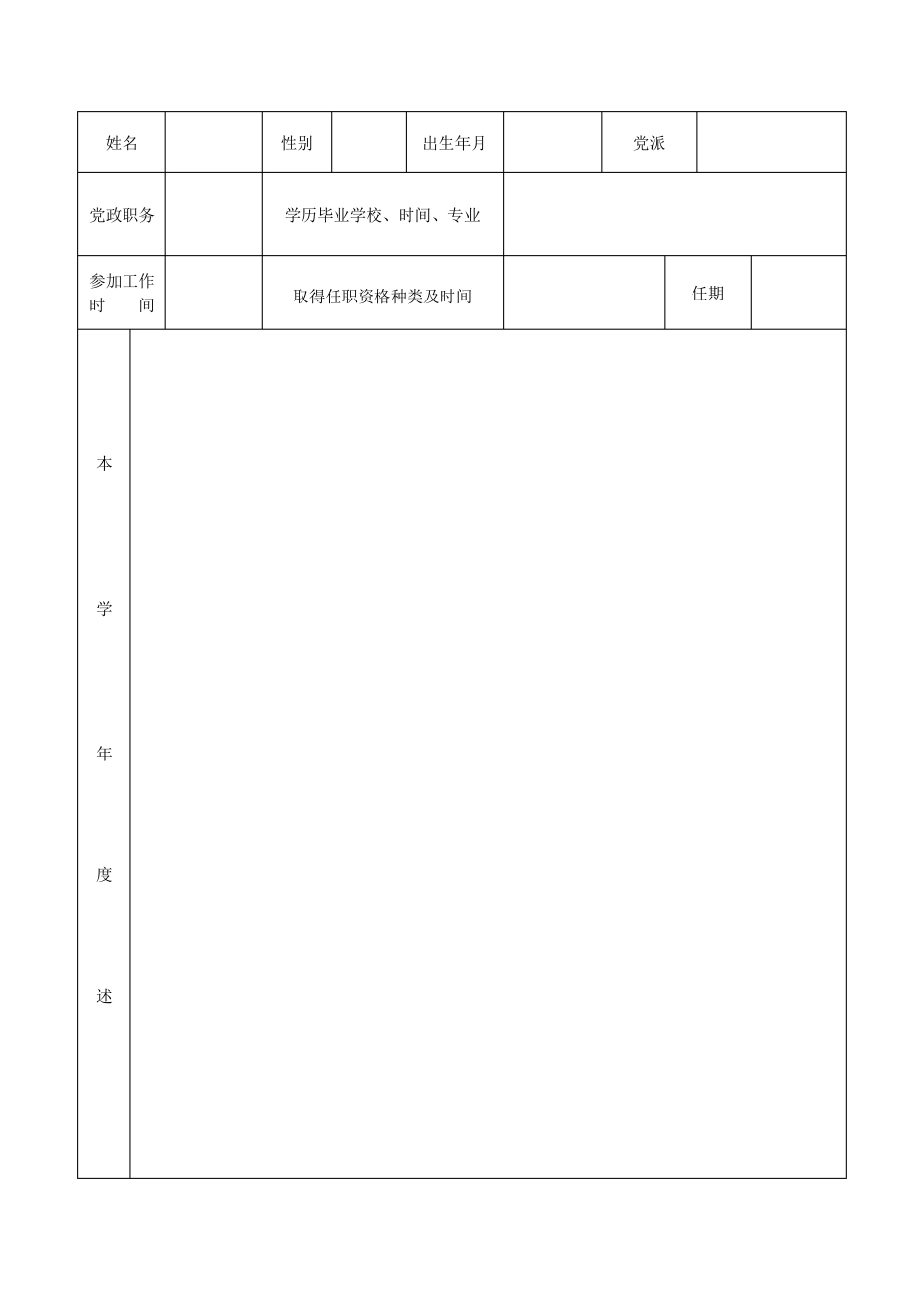教师年度考核登记表_第3页