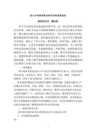 教师教育教学问卷调查报告(金典版)