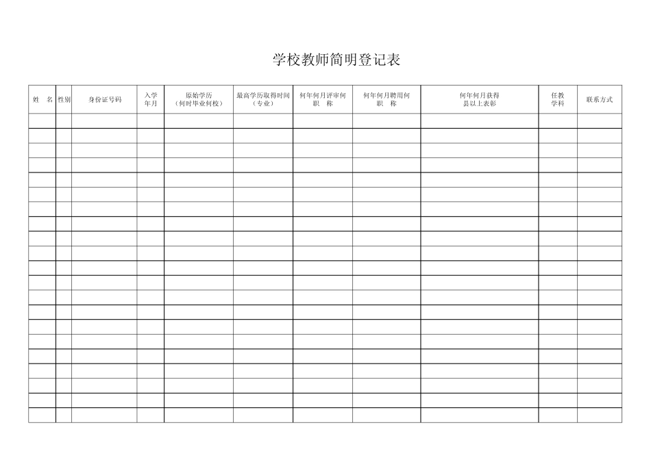 教师简明登记表_第1页