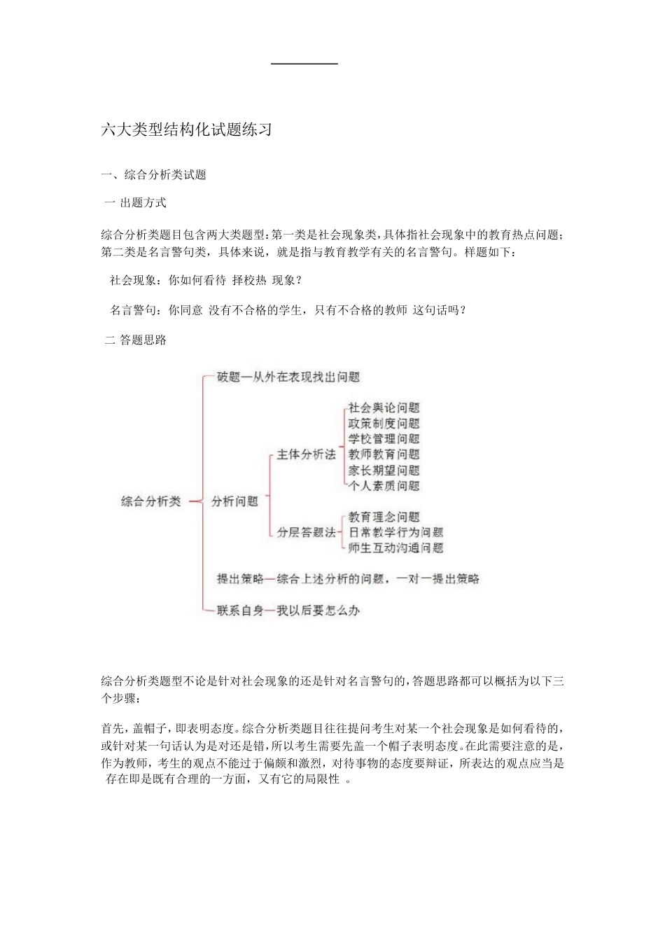 教师资格六大类结构化面试题型答题套路及练习试题_第2页