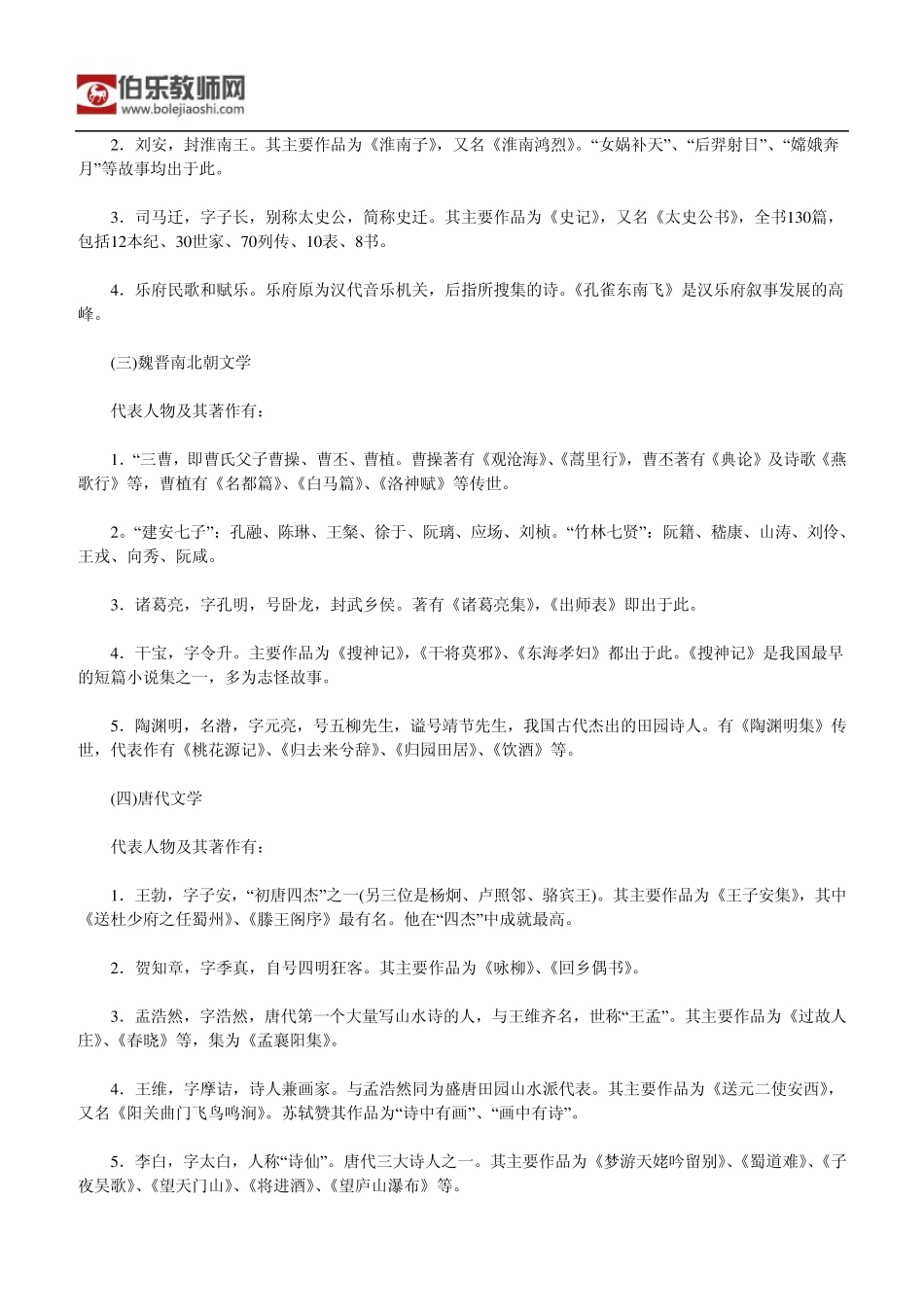 教师资格考试小学综合素质考点归纳：文学常识_第2页