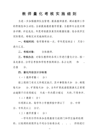 教师量化考核细则