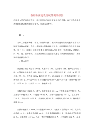 教师队伍建设情况的调研报告