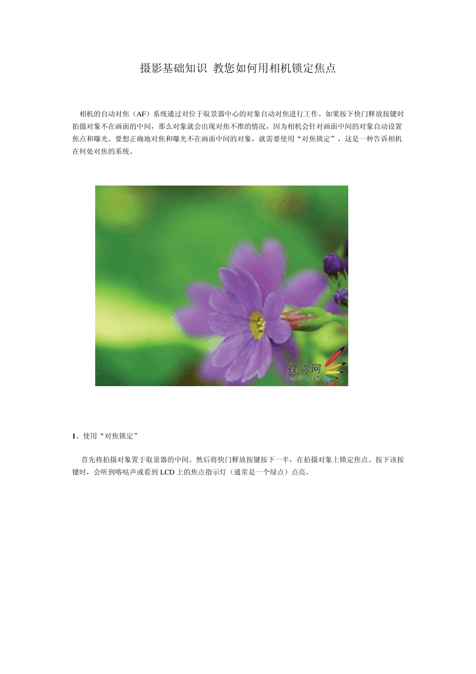 教您如何用相机锁定焦点_第1页