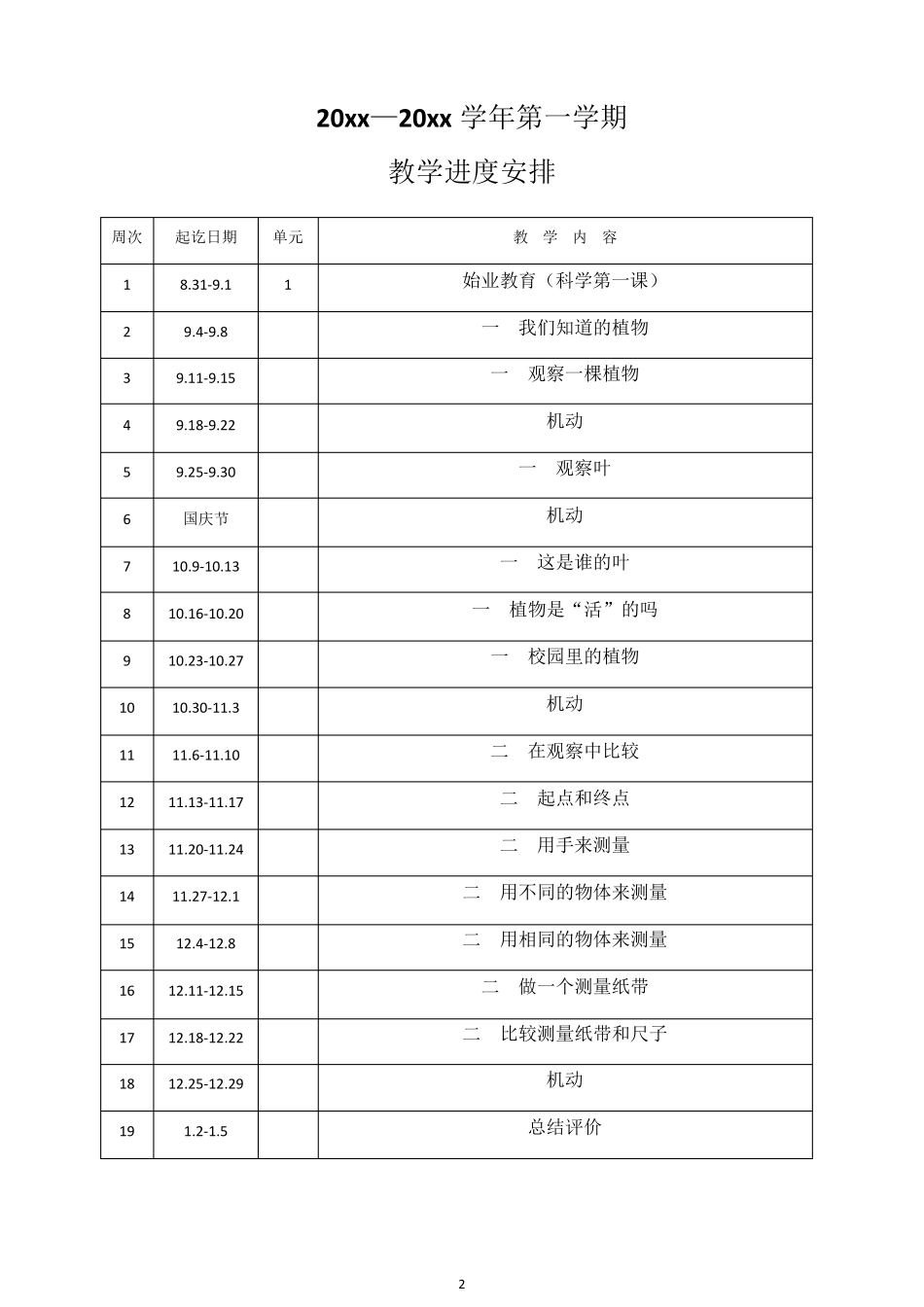 教科版一年级《科学》上册全册教案_第2页