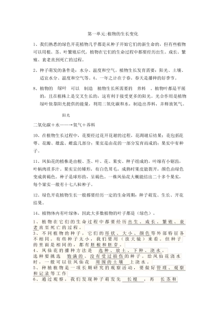 教科版三年级下册科学复习题