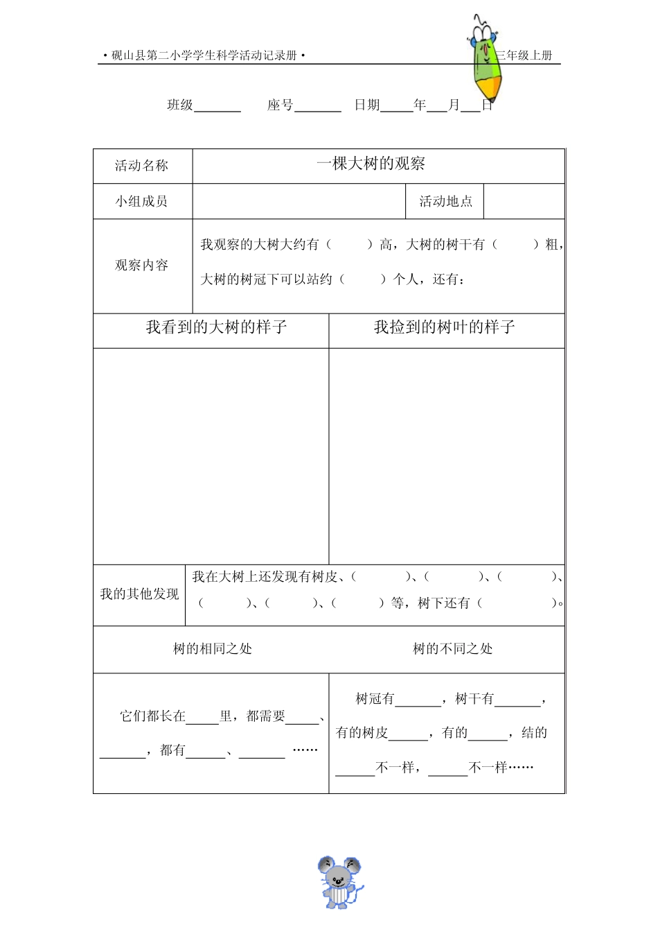 教科版三年级科学上册实验报告单1_第1页