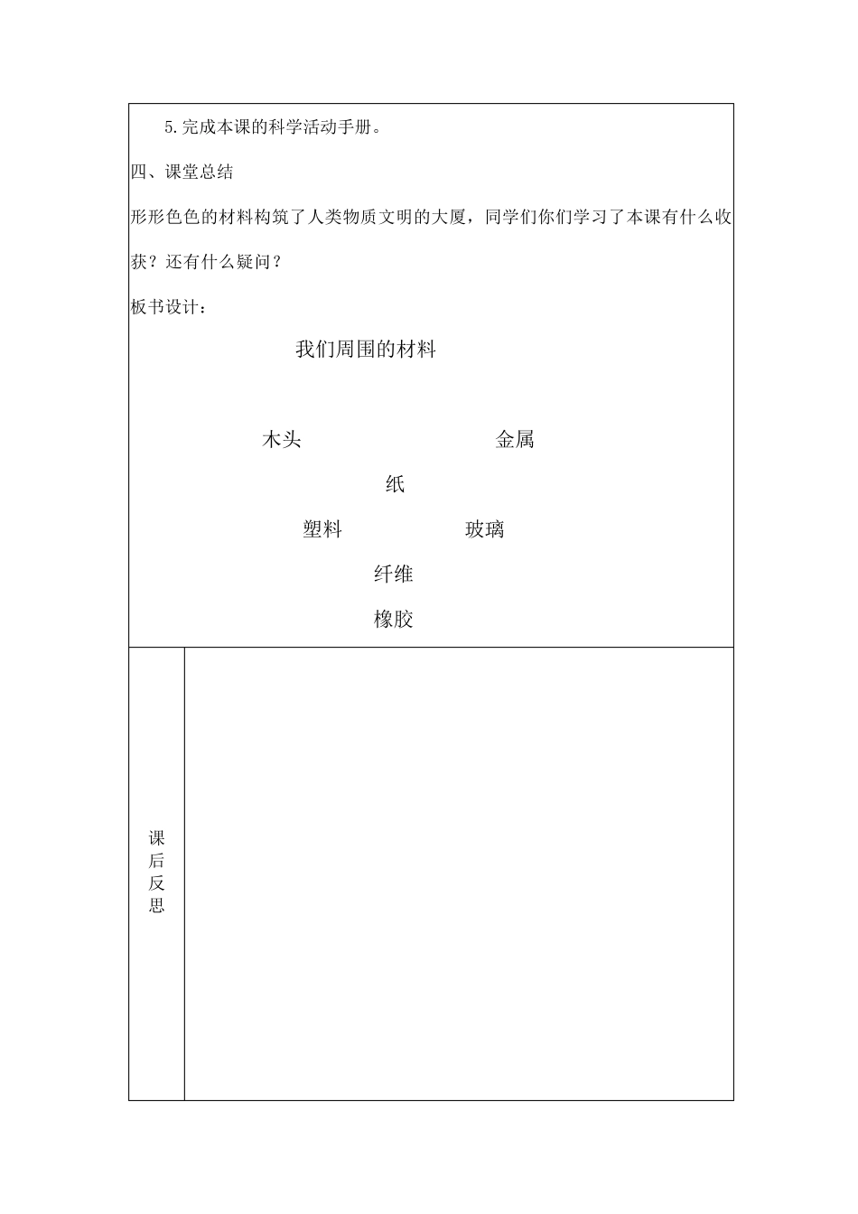 教科版三年级科学上册我们周围的材料教学设计_第3页