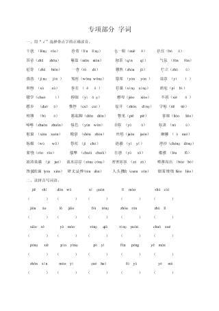 教科版六年级语文上册专项复习字词