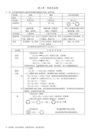 有机化合物知识点归纳总结
