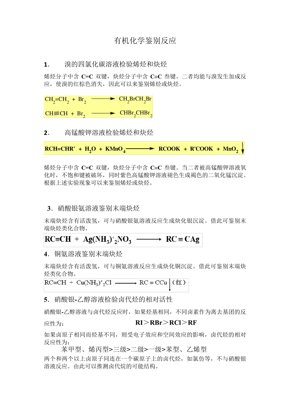 有机化学鉴别反应_第1页