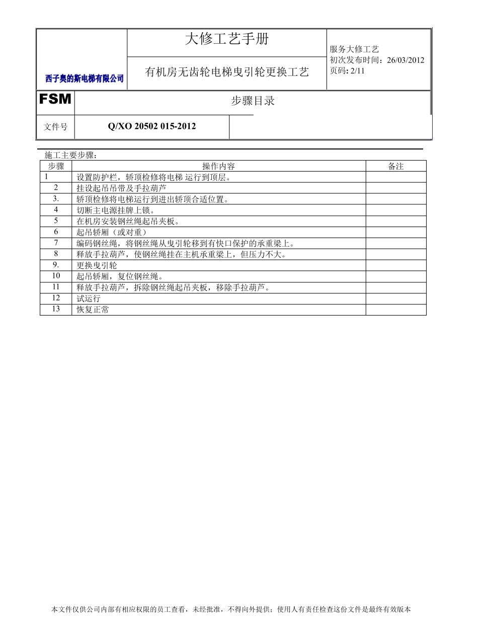 有机房无齿轮电梯曳引轮更换工艺_第2页