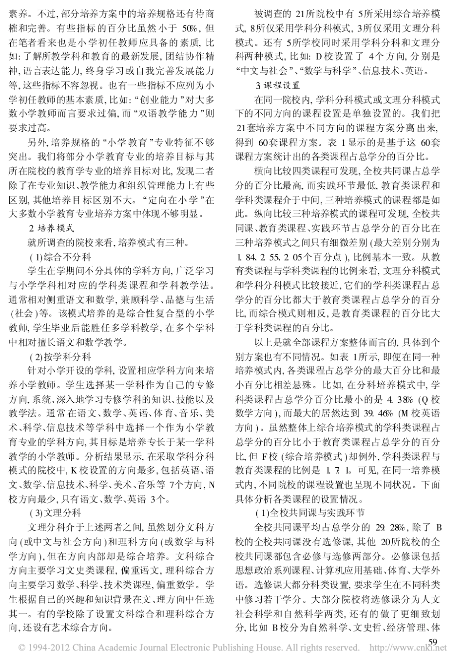 本科小学教育专业培养方案分析_赵冬臣_第3页