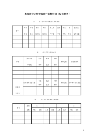 本科教学评估数据统计表格样例