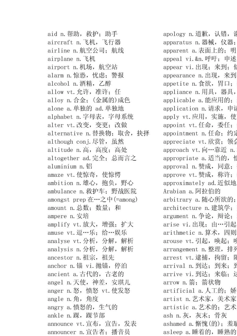 本科英语专业四级词汇表_第2页