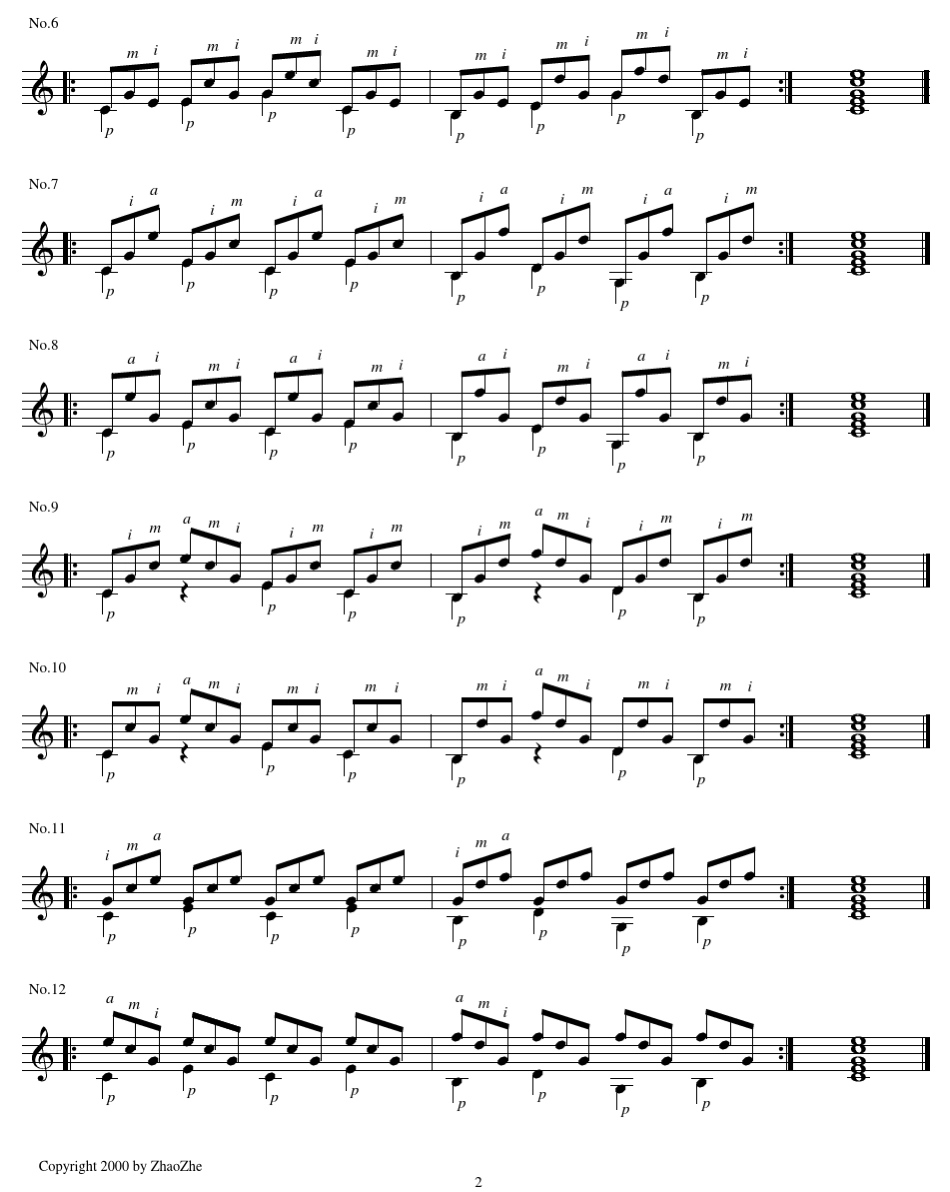 朱利亚尼120首右手练习——古典吉他、指弹吉他必练的右手练习_第2页