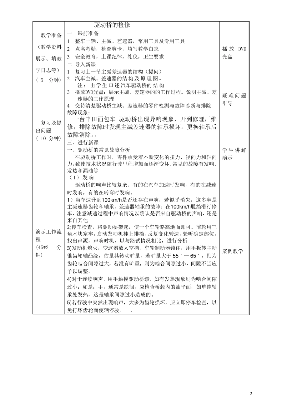 朱明汽车底盘模块教案7驱动桥的检修_第2页