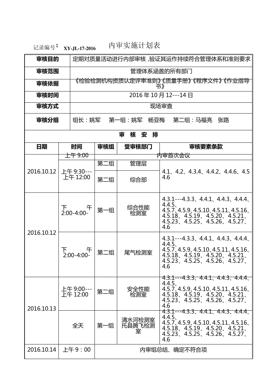 机动车检测2016内部审核报告_第3页