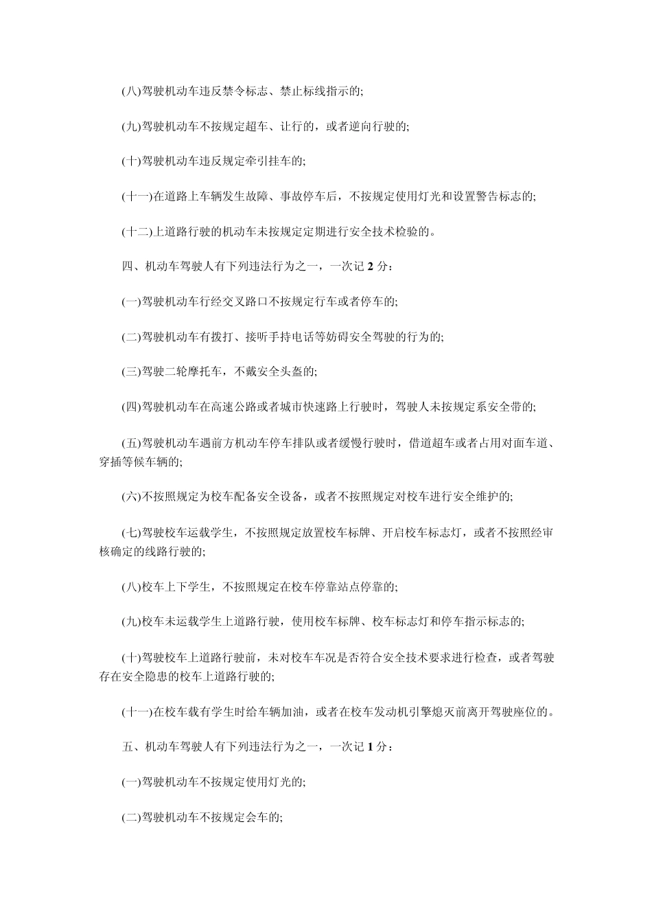 机动车驾驶员交通违章罚款与扣分明细_第3页