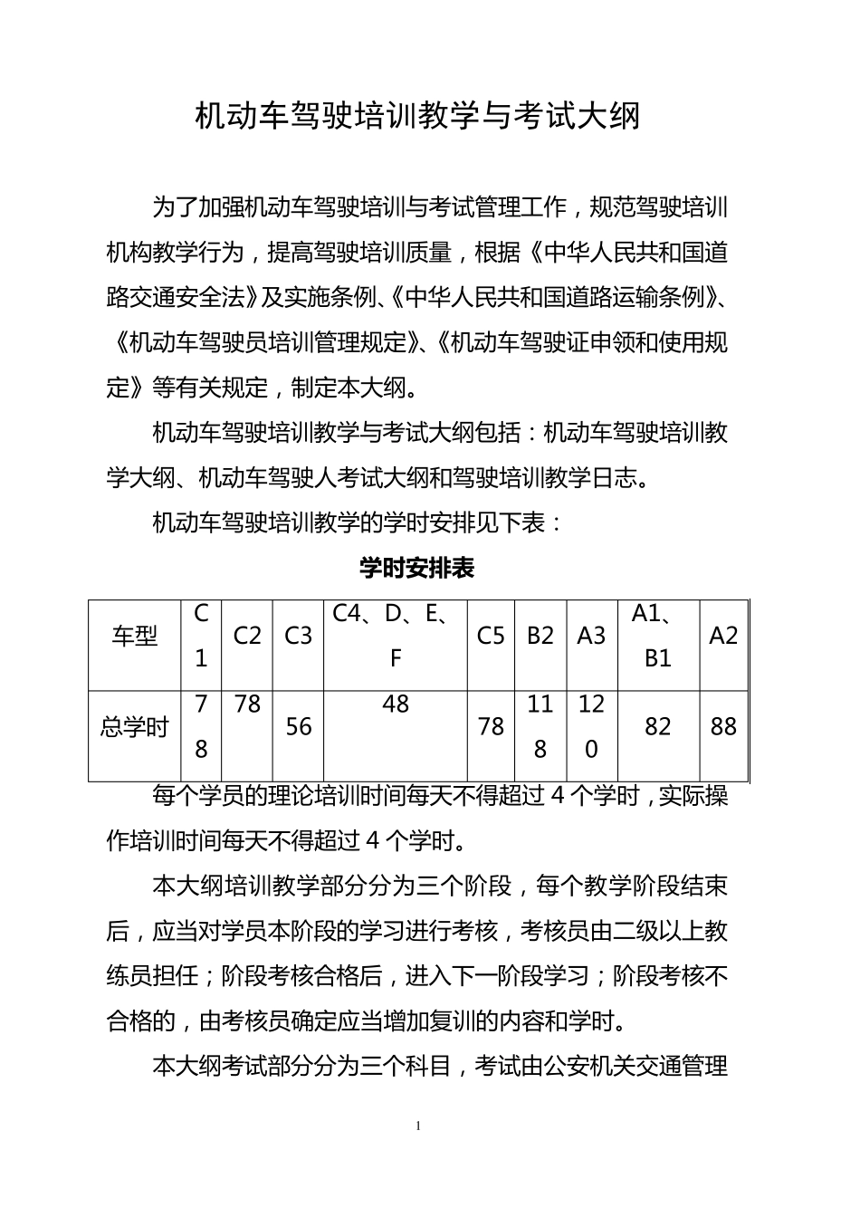机动车驾驶培训教学与考试大纲_第1页