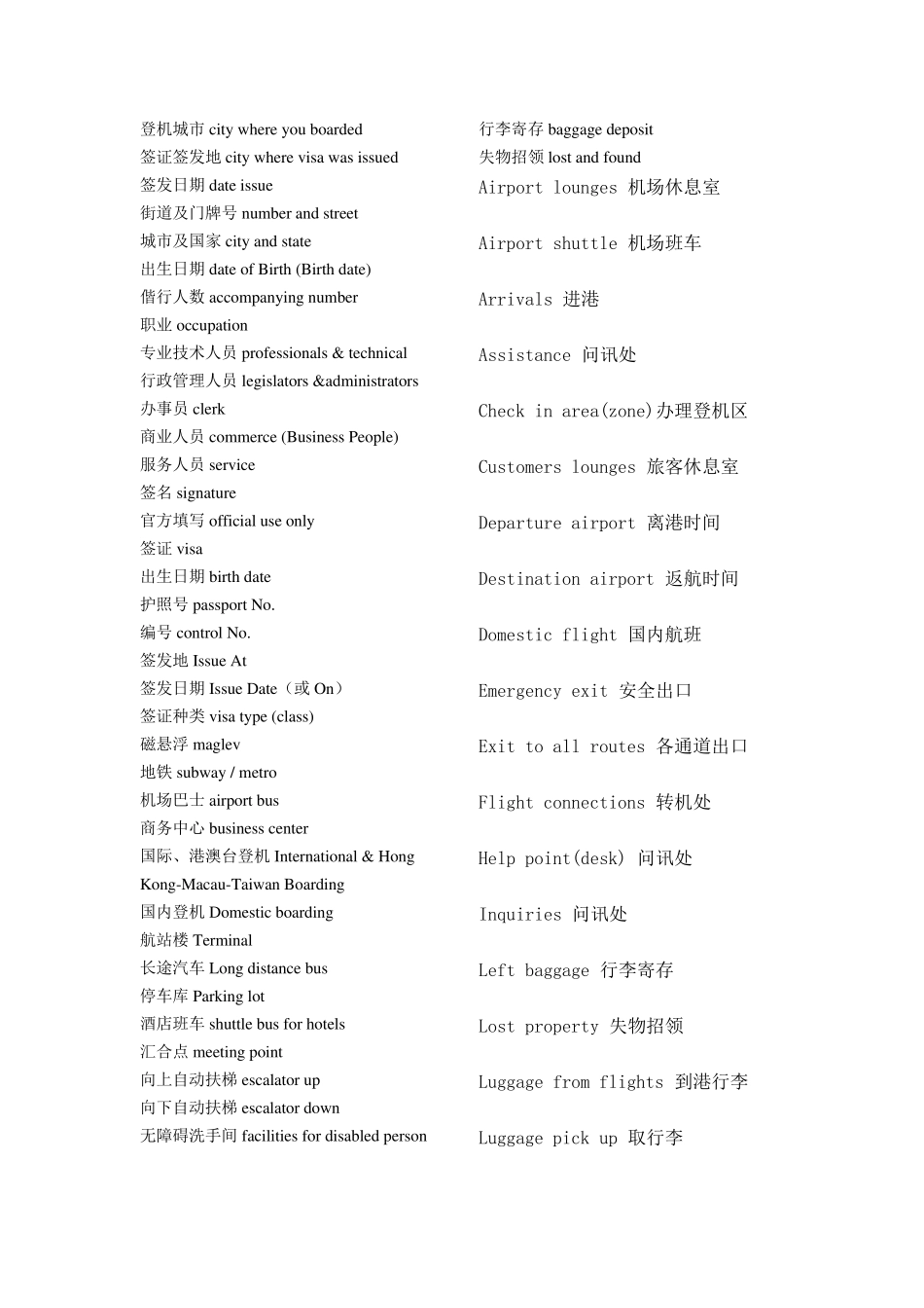 机场英语必备+机场口语_第2页