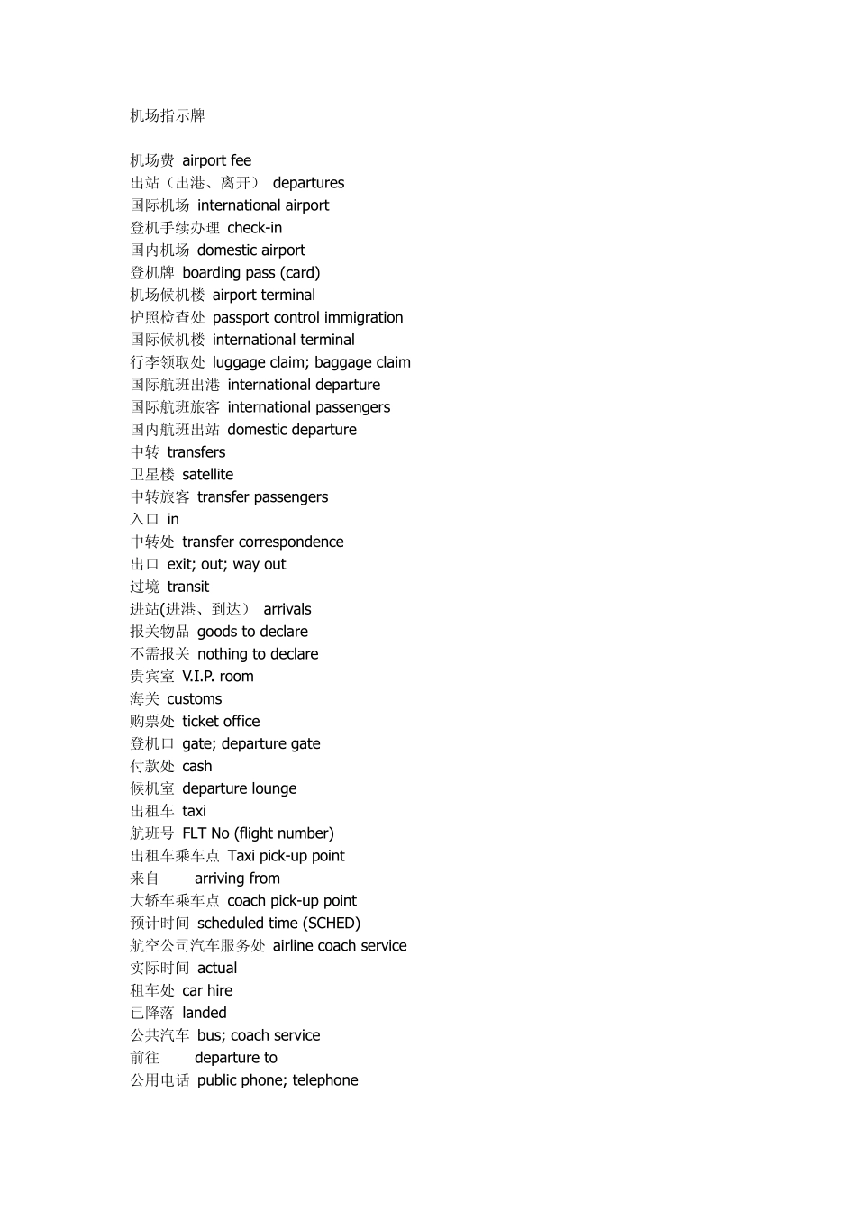 机场英语用语_第1页